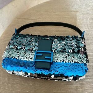 Fendi Sequin Baguette Blue Gradient